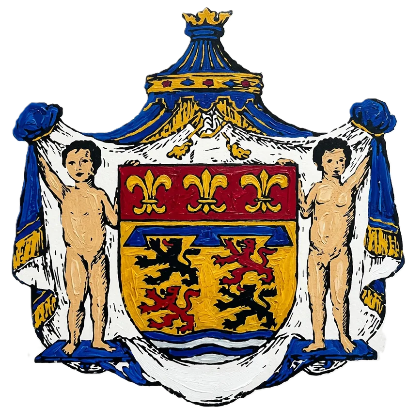 Het wapen van Beverwijk met wapenmantel